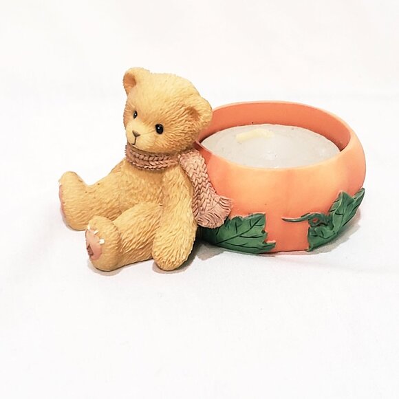 Cherished Teddies Pumpkin Tea Light Candle Holder 1.75" Enesco P Hillman 470333 - Picture 1 of 5